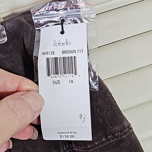 Rafaella Suede Maxi Skirt Brown Fully Lined Side Zip Size 14 NWT - Picture 3 of 6